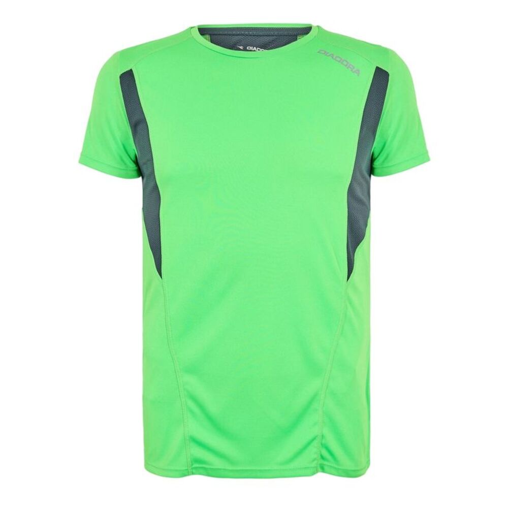 Diadora Mens Reflective Crew Neck Competition T-Shirt / Green Fluo